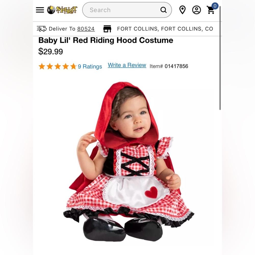Spirit Halloween infant costume 18–24 months